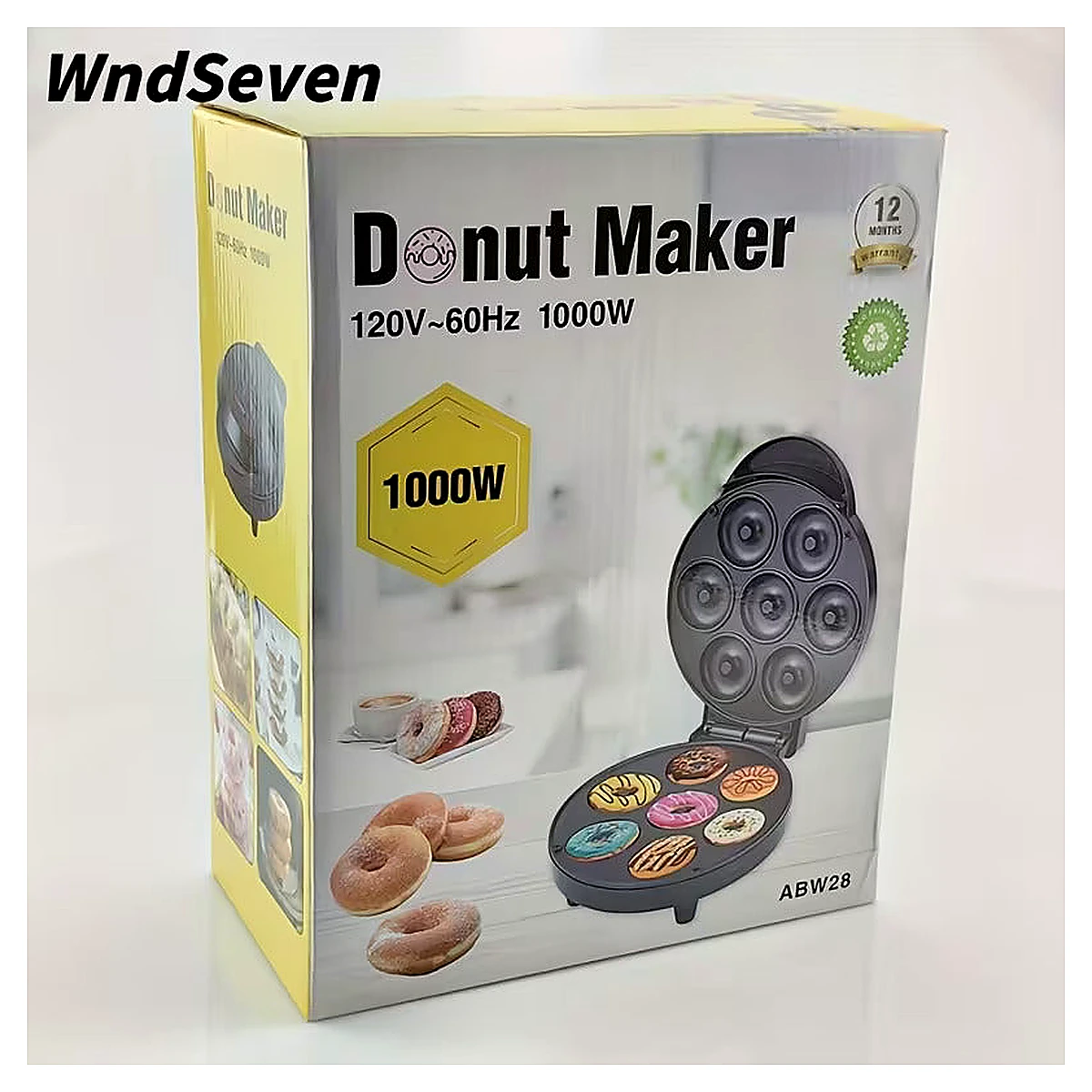 WndSeven Mini Donut Maker – 7-Hole Electric Waffle & Donut Machine 1000W