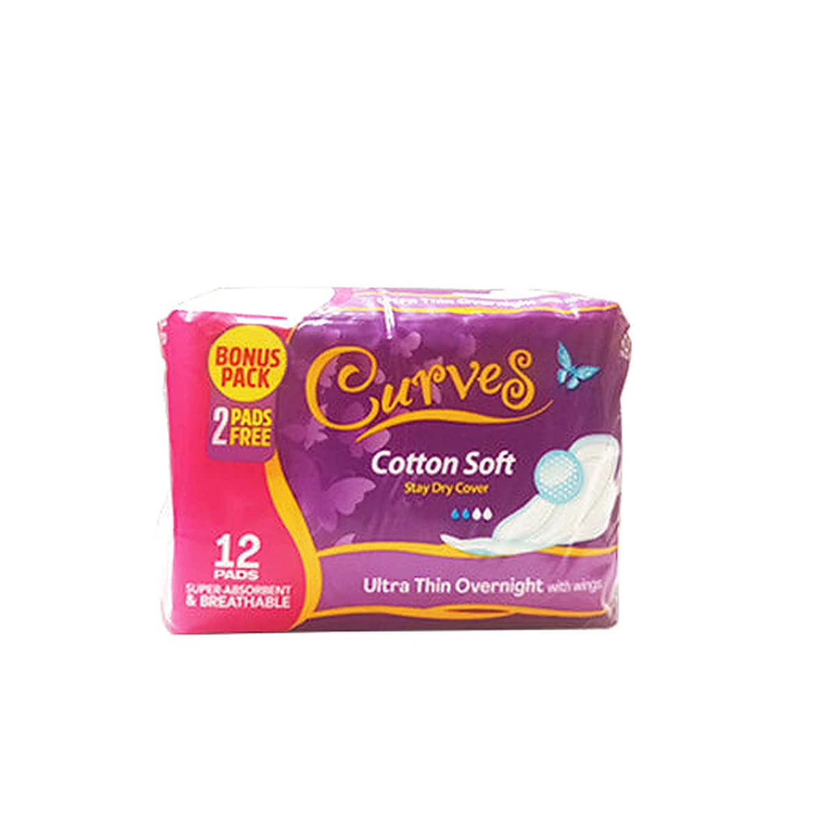 Curves Ultra Thin Overnight With Wings 10’S 2Pads Frre