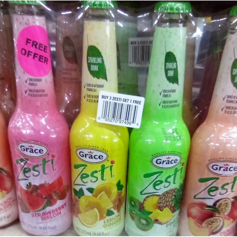 Grace Zesti Sparkling Fruit Drink 275ml (4-Pack Assorted - Buy 3 Get 1 Free)